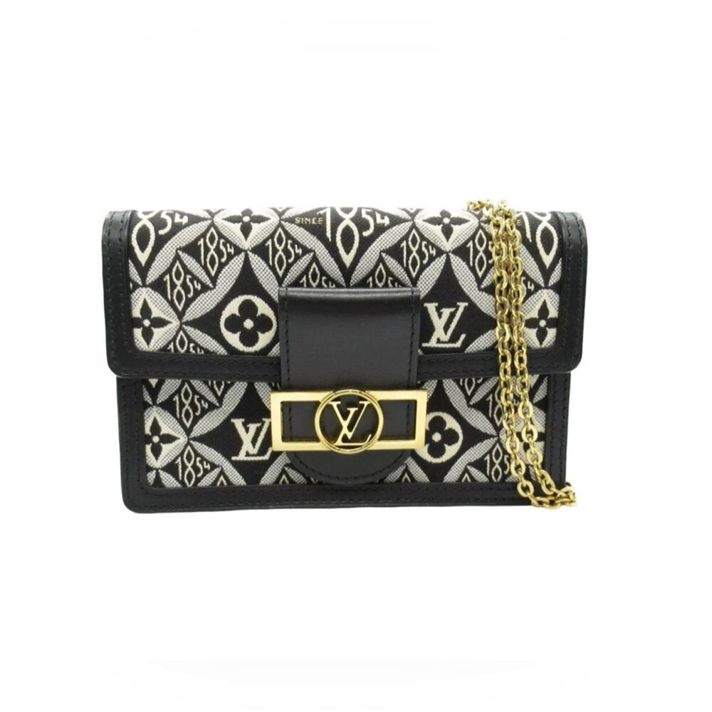 Louis Vuitton 1854 Dauphine Chain Wallet /Bag Black Ivory Jacquard LV Crossbody